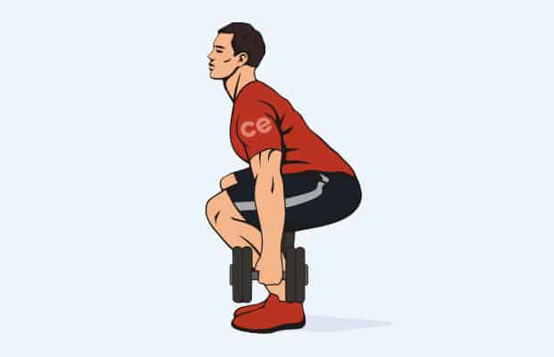 приседания с гантелями