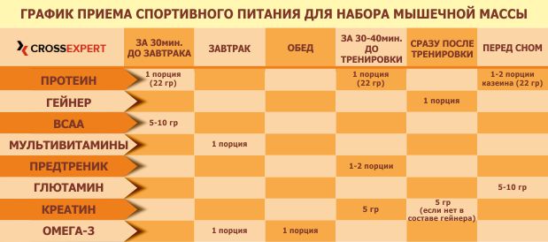 график приема спортивного питания для набора массы