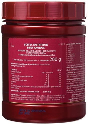 Оборотная сторона банки beef aminos