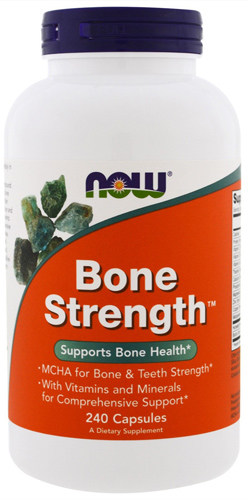 Упаковка NOW Bone Strength в 240 капсул
