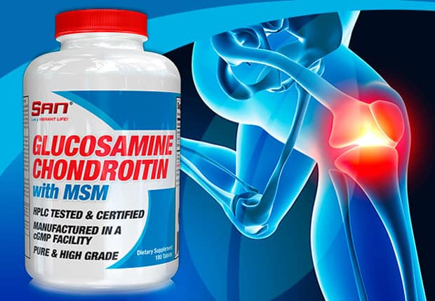 Фото добавки и сустава SAN Glucosamine Chondroitin MSM