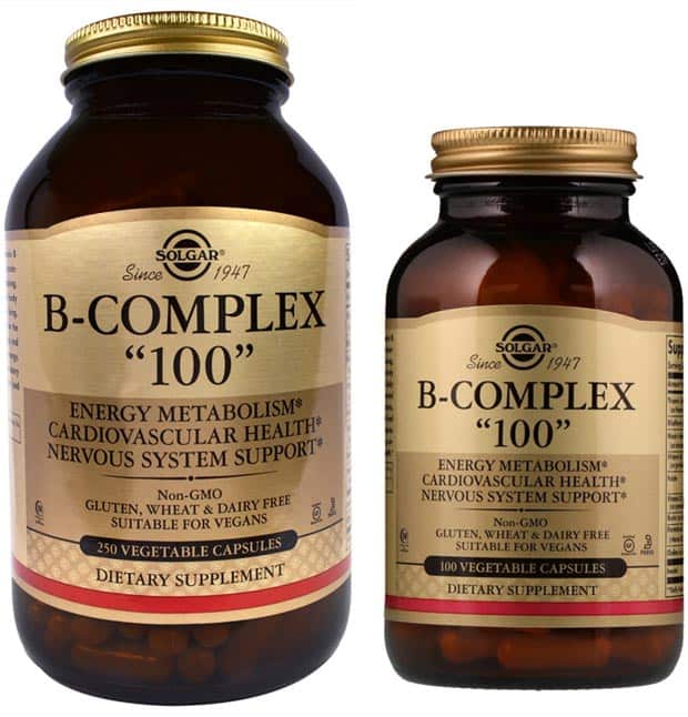 100 и 250 капсул добавки Solgar B-Complex 100