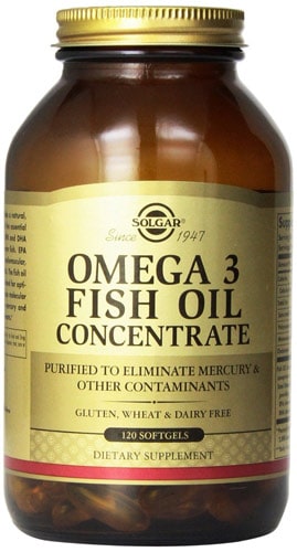 Упаковка solgar omega3 fish oil concentrate 120 капсул